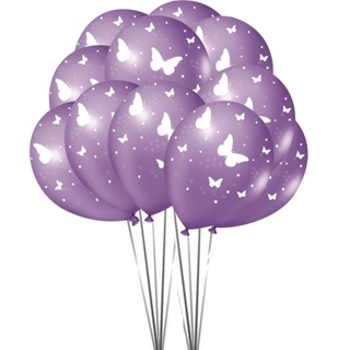 25 Bexigas balão n9 Decoração Borboleta Lilás e Branco festa em Oferta na Shopee