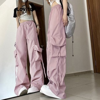 Lovito Calça Simples com Bolsos e Cordão para Mulheres LNE17138 (Rosa Envelhecido)