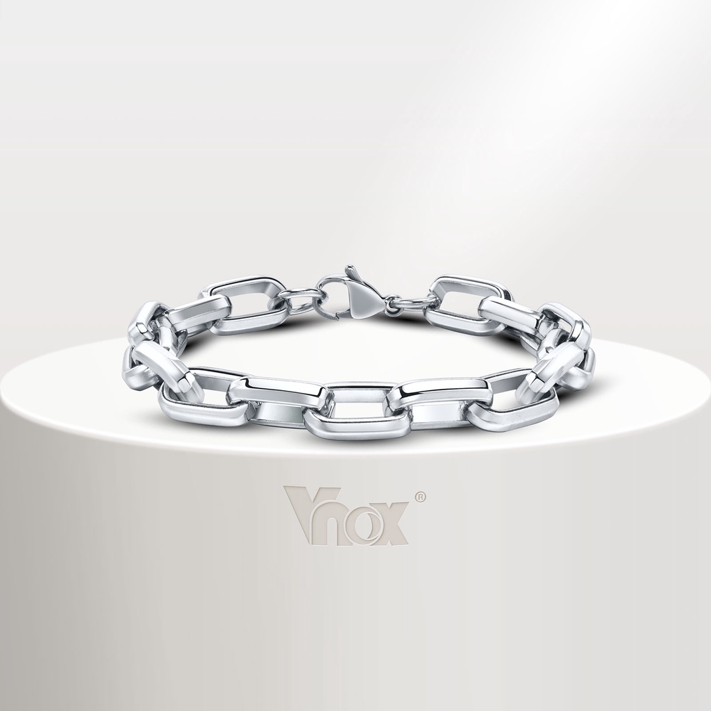 Vnox Fashion Men's Bracelet , Corrente Retangular De Aço Inoxidável Dia Dos Namorados Pais Jóias De Presente Do em Oferta na Shopee