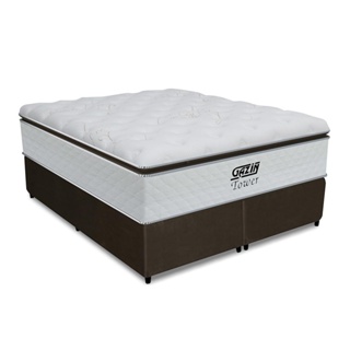 Cama Box King Colchão Molas Pocket Ensacadas Tower 193x203x72cm Branco / Marrom Gazin em Oferta na Shopee