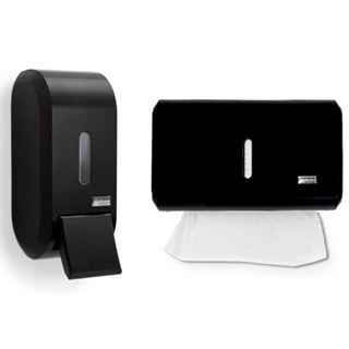 Kit Dispenser suporte Sabonete sabão Líquido álcool gel + Toalheiro porta papel toalha Premisse Preto Banheiro lavabo em Oferta na Shopee