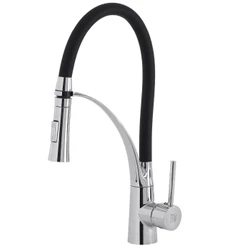 Torneira Cozinha Flexível Gourmet Misturador Mesa Silicone Monocomando Preto Ajustavel
