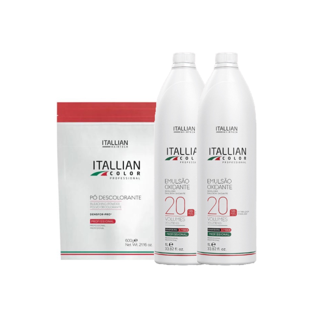 Pó Descolorante Pounch 600g  + 02 Oxidante 20 Volumes Itallian Color