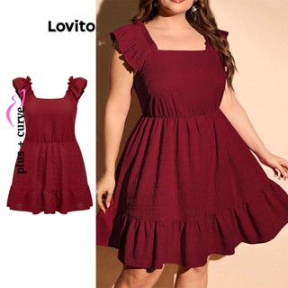 Lovito Vestido Casual Feminino Com Babados E Bainha De Alface LBL07019