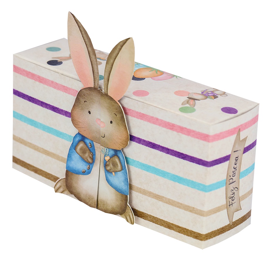 Caixa Coelhinho com 8 cavidades Páscoa Colorida - 5 unidades - Decora Festas Ltda - Rizzo