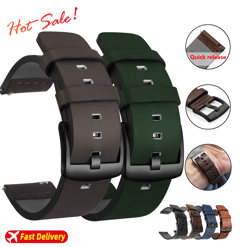20mm 22mm 18 24mmWatch Pulseira De Liberação Rápida Correia De Couro Para Relógio Samsung Galaxy 3 Active2 40 44mm huawei gt 2