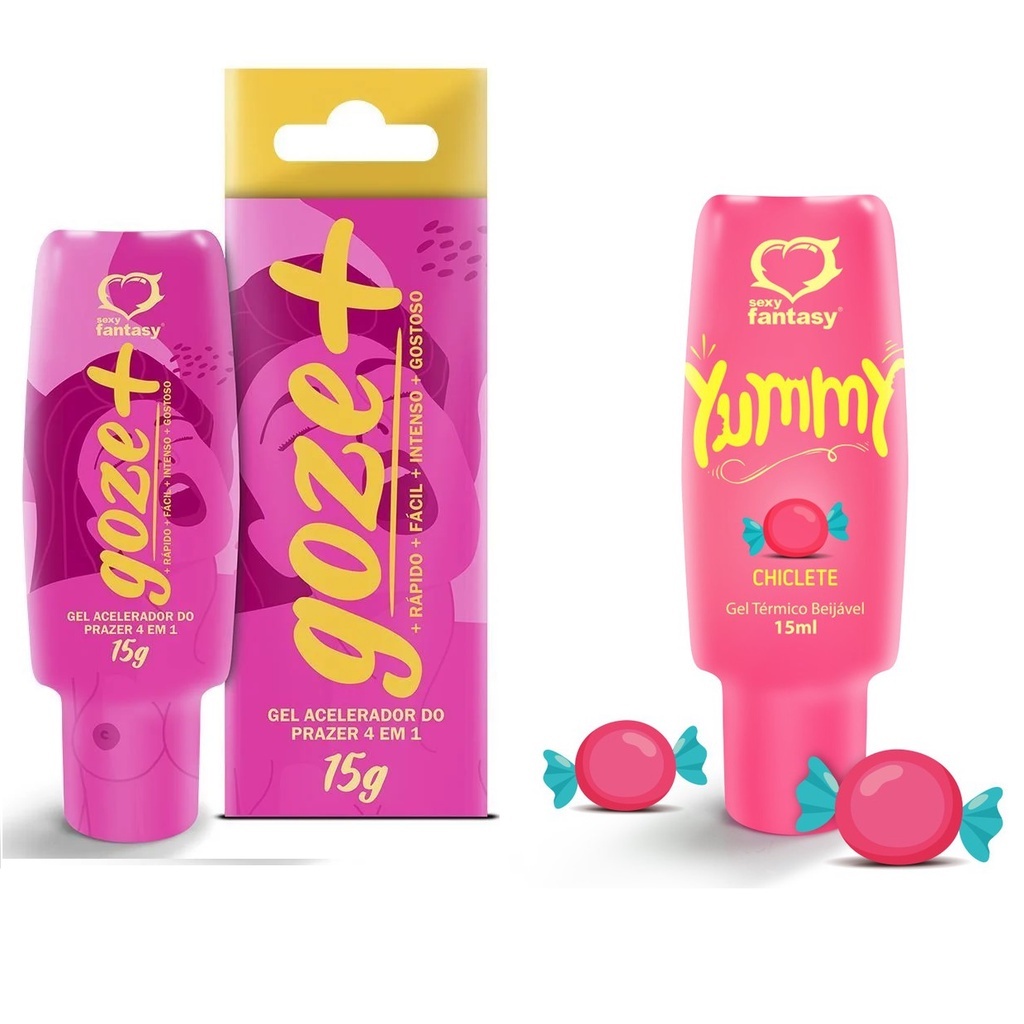 Gel Excitante Feminino Goze + Gel térmico comestível Yummy Chiclete SEX SHOP