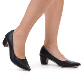 Sapato Scarpin Feminino Salto Baixo Confortável Preto