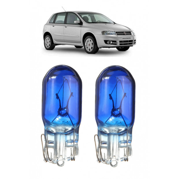 Par Lampada Pingo T10 Super Branca Stilo Farol Teto Placa 5w