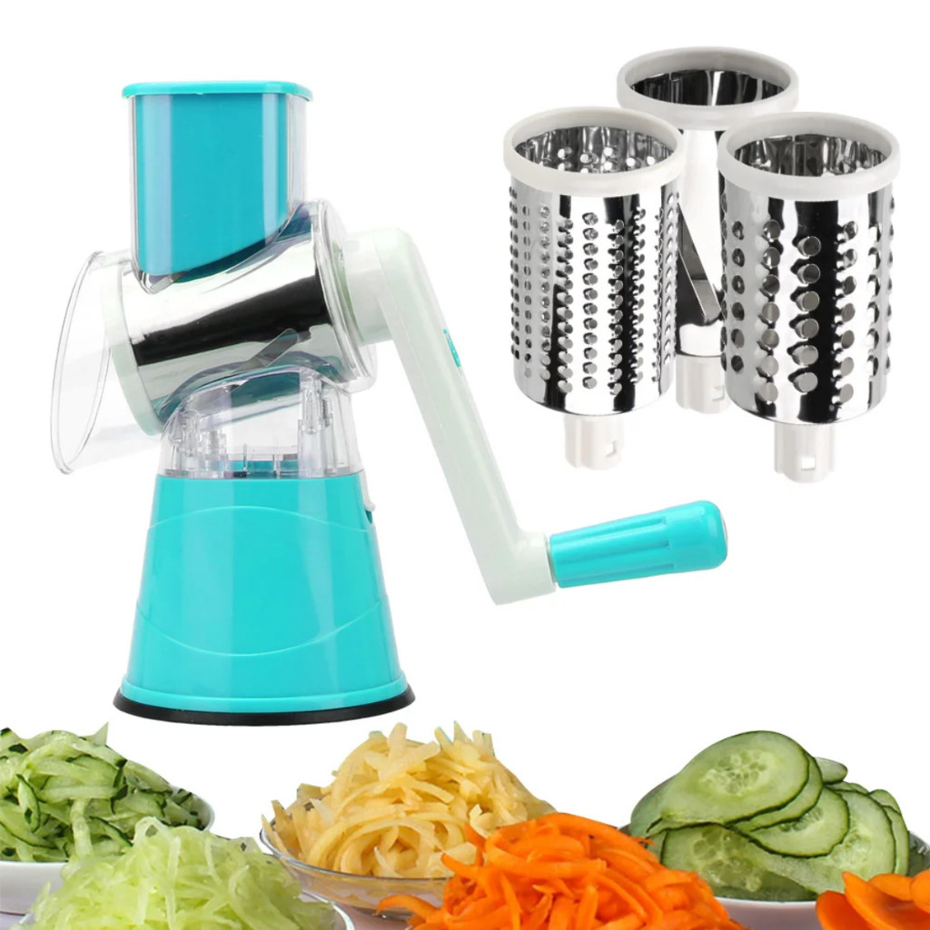Ralador De Legumes Queijo Fatiador Espiral Processador 3 Em1