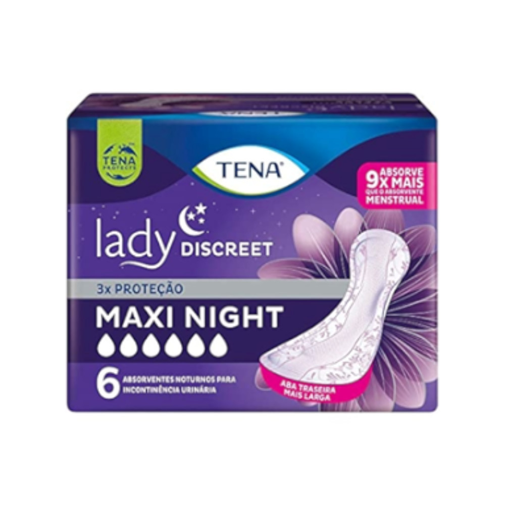 Absorvente Tena Lady Discreet Maxi Night - 06 Unidades -