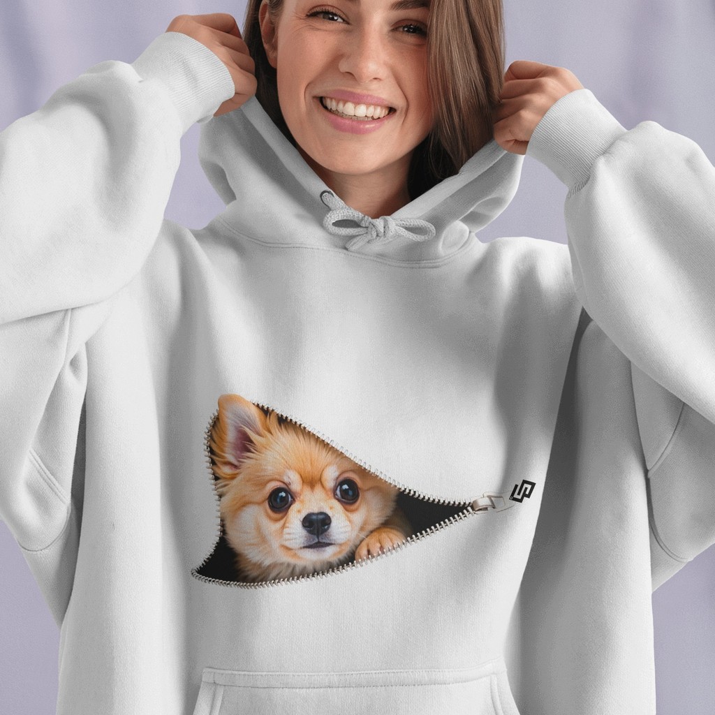 Moletom Flanelado Cachorro Estampado Inverno Moletom Feminino Masculino Com Capuz Streetwear