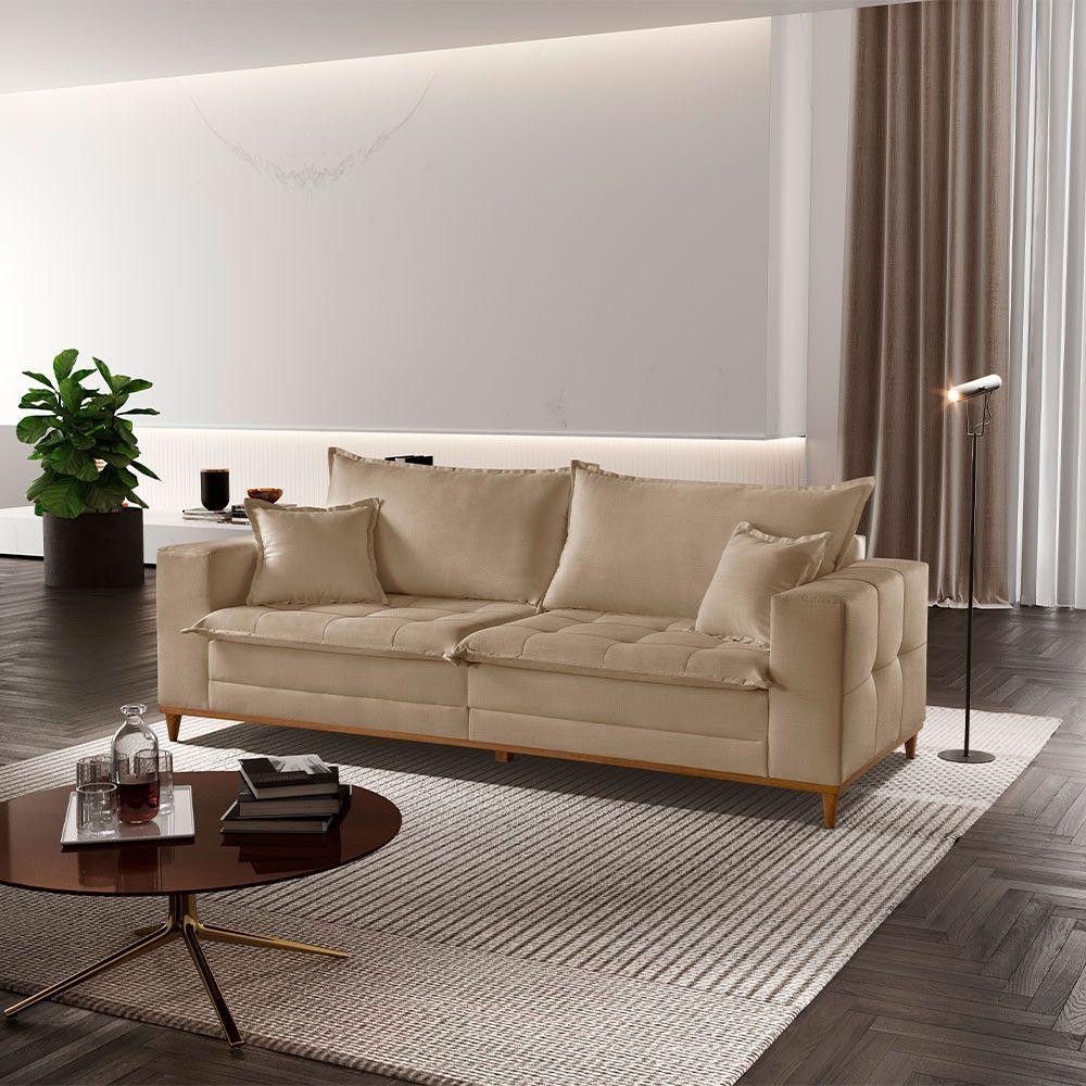 Sofá Matrix 02 Módulos De 100cm B25cm Meu Sofá Online A226 Linho Bege