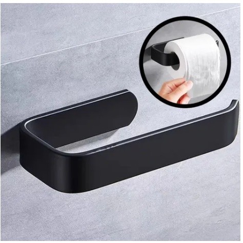 Suporte para papel higiênico de banheiro porta papel higiênico - QUADRA PRETO