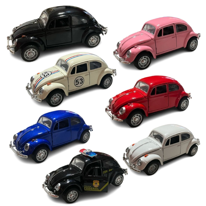 Carrinho De Ferro Colecionador Fusca Miniatura Fusquinha Abre Porta Capô Fricção