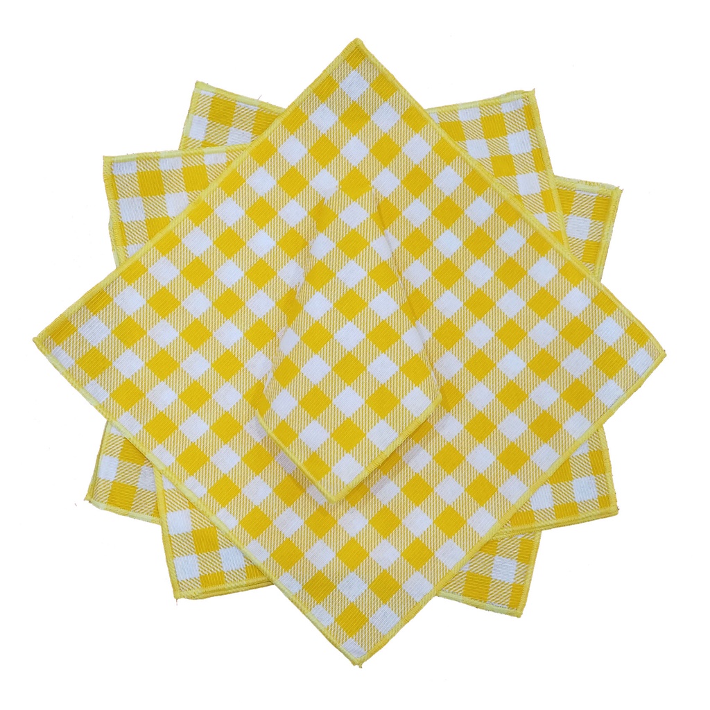 6 Guardanapos Xadrez Amarelo