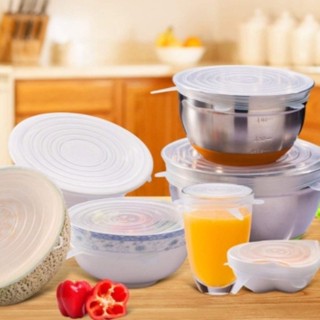 Kit 6 Tampas Panela Silicone Universal Reutilizável Elástica Tampas Silicone Cozinha Geladeira