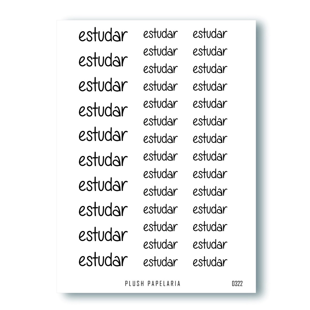 Cartela de Adesivos Estudar Cód. 0322 Transparente