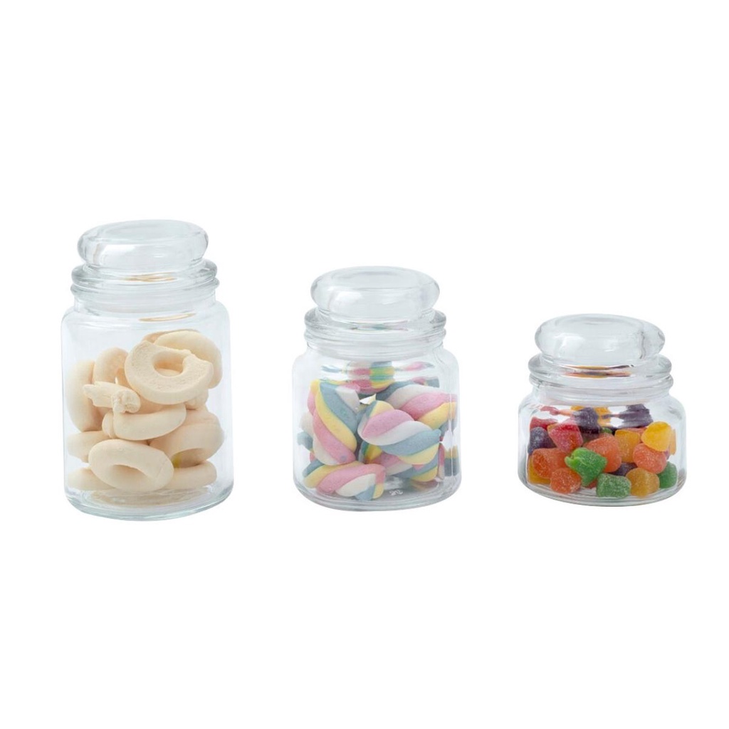 Kit 3 potes de vidro com tampa herméticos redondos 350ml, 500ml e 800ml - Mozcada em Oferta na Shopee