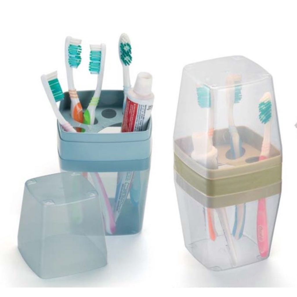 porta escovas e creme dental com tampa 5 escovas e creme dental em Oferta na Shopee