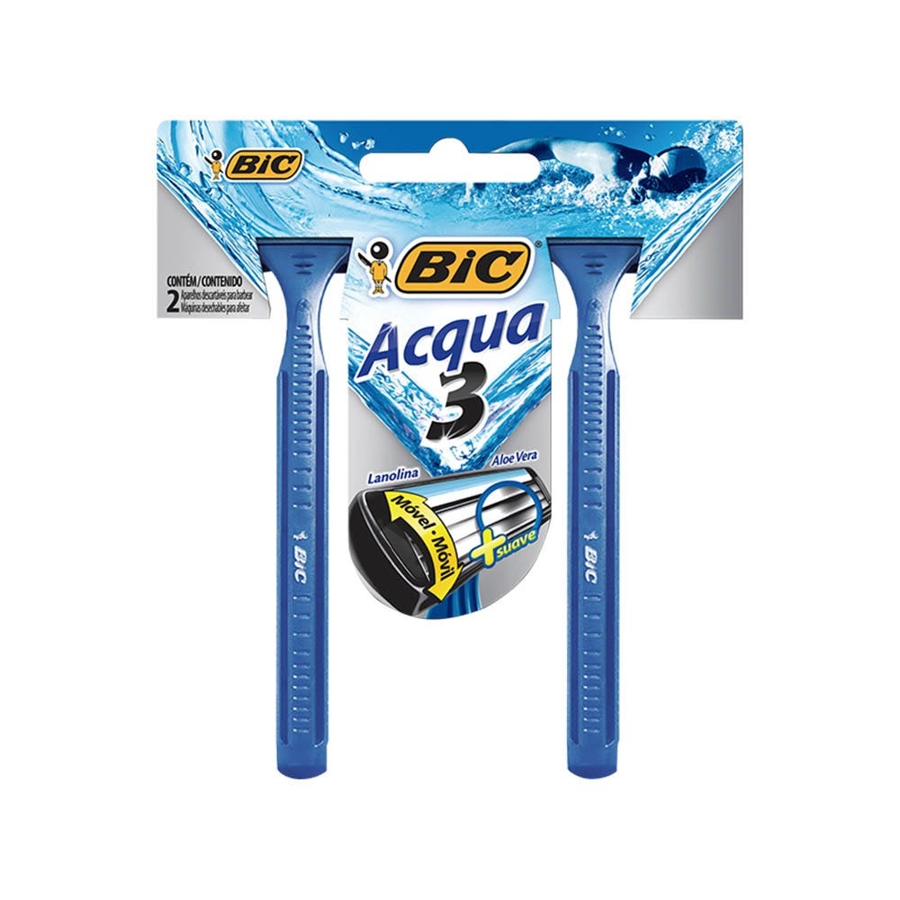 Aparelho De Barbear Bic Acqua 3 Lâminas C/2Un em Oferta na Shopee