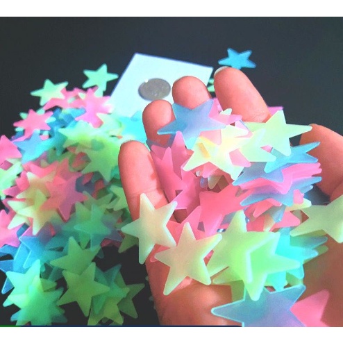 100 Pçs Adesivo de Estrela Colorida que Brilha No Escuro / Adesivo Plástico Luminoso para Decoração de Casa em Oferta na Shopee