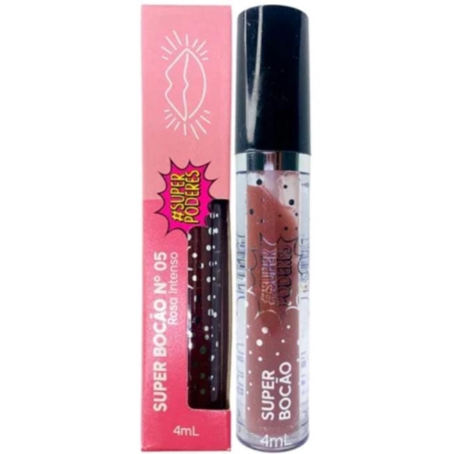 Gloss labial super bocão rosa intenso Super Poderes- Nº05- Vitamina E, Ácido Hialurônico