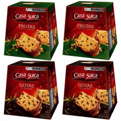 Kit com 4 Panetone Natal Gotas de Chocolate ou Frutas 400g Escolha o seu preferido! - Casa Suíça