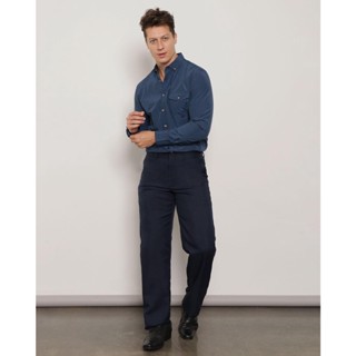 Calça Social Masculina Reta Oxford Marinho