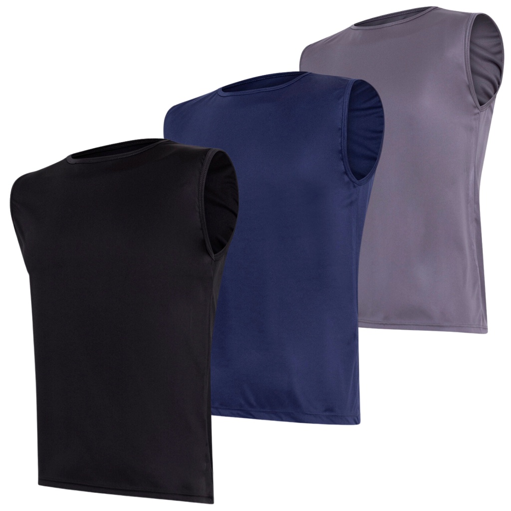 KIT 3 Regatas Masculina tecnologia dry Camisa Básica Treino Academia Anti Suor Anti Odor Proteção UV - Men Clothes