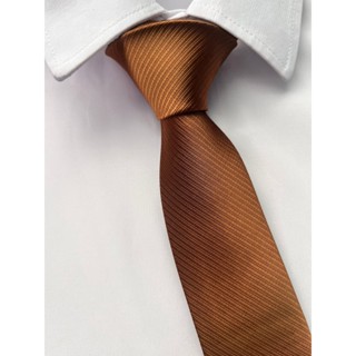Gravata Slim Fit Marrom Risco Largo