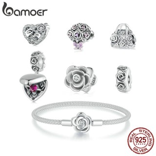 Bamoer 925 Sterling Sliver Charms Pendants Romantic Rose Design Collection Acessórios Para Pulseiras DIY