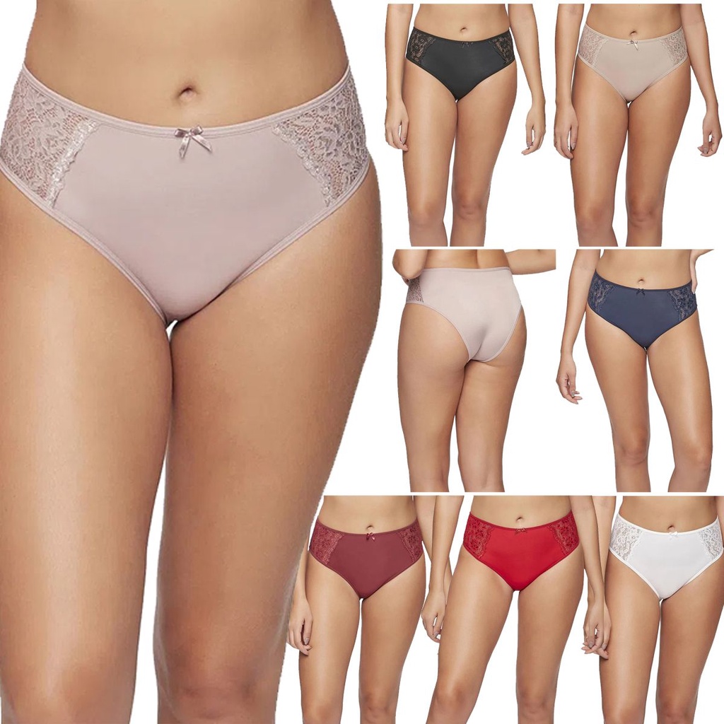 Kit 2 Calcinhas 24786 Triumph Brigitte Midi Cintura Alta Plus Size Poliamida Laterais Rendadas