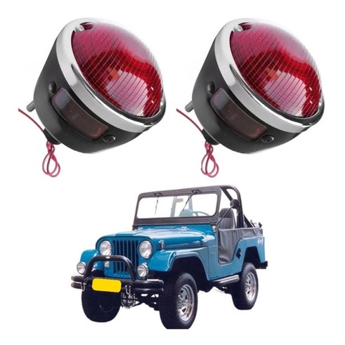 Lanterna (par) Traseira Jeep Willys 58/79 85 Mm Carcaça Aço em Oferta na Shopee