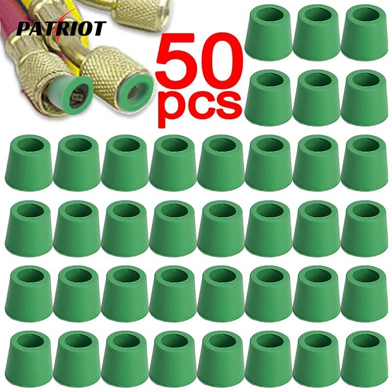 50pcs Kit De Vedação De Reparo Do Coletor De 1/4 Polegada/Mangueira De Carregamento Ar Condicionado Carro/Junta De Borracha Da Válvula O-Ring Verde/Acessórios De Substituição Automotiva
