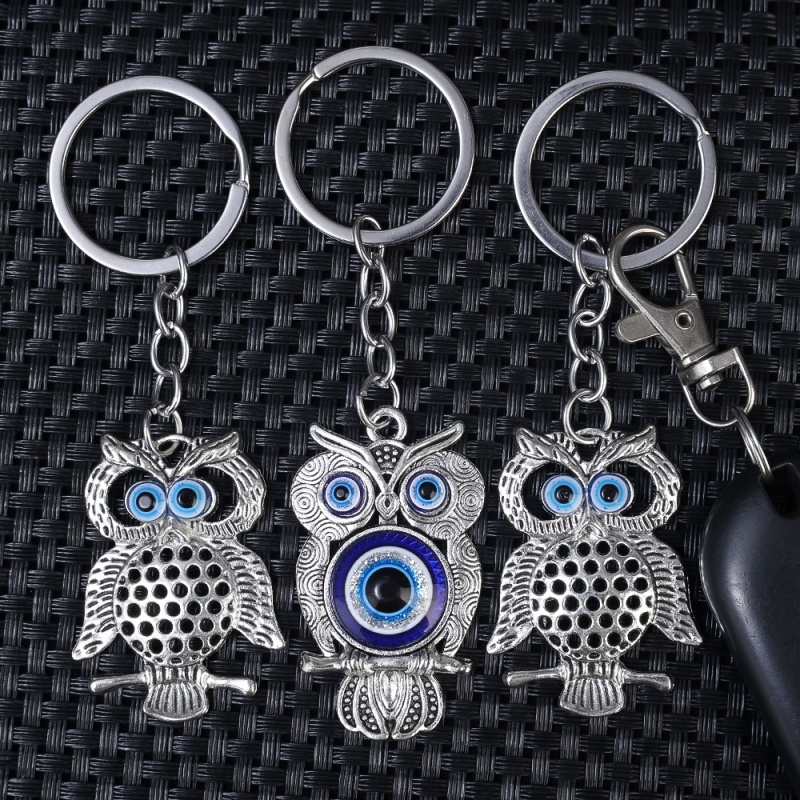Corujas Com Chaveiro De Olho Maligno-Punk , Hip Hop , Fashion-Pingentes De Coruja De Liga Para Bolsas , Carro-Acessórios Porta-Chaves-Presentes Mulheres Homens
