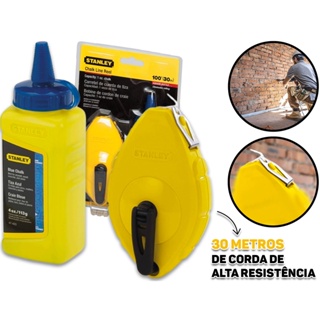 Kit Giz de Linha Para Marcação 30 Metros Pedreiro Gesseiro Construção Drywall Powerwinder Stanley em Oferta na Shopee