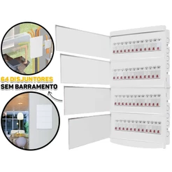 Quadro De Distribuição Slim Branco Caixa Embutir Residencial Comercial 64 Disjuntores