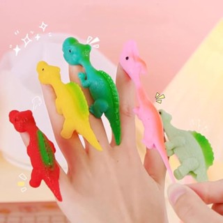 10pcs Mini Brinquedos De Dinossauro Voador De Borracha , Dedo Slingshot Flicker Catapulta Esticados