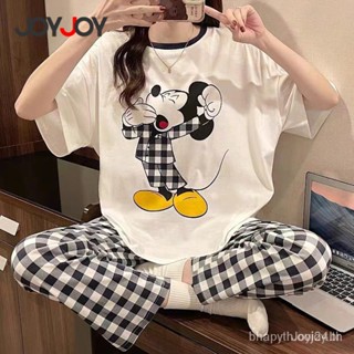 Arranjo pijama, verão casual cartoon manga curta calças xadrez manga curta confortável conjunto de roupas de sala 4LTX em Oferta na Shopee