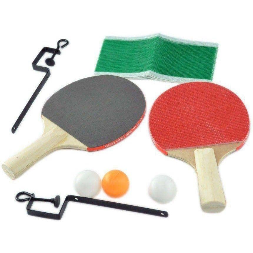 Kit Ping Pong, 3 Bolinhas, 2 Raquetes, Rede e Suporte de Mesa