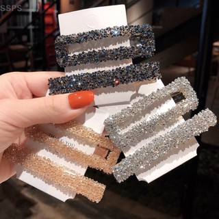 [SSPS] 2Pcs Rhinestone Metal Hair Clip Set Geométrico Barrette Acessórios De Moda Para Pinos De Cabelo FAH