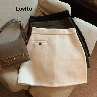 Lovito Saias Assimétricas Casuais Com Bolso Liso Para Mulheres LNE40567
