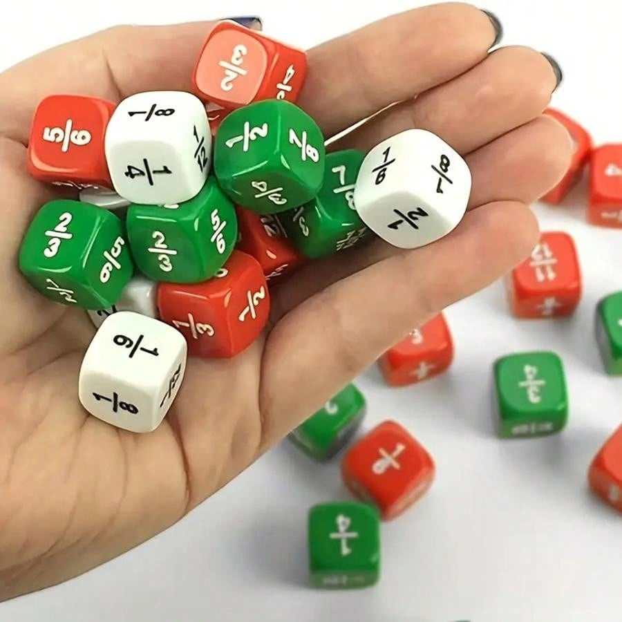 6 Pcs/Lote 16 * 16mm Fração Dados Branco Número Fracional Montessori Educacional Kids Math Toys for Games Ensinando Adis