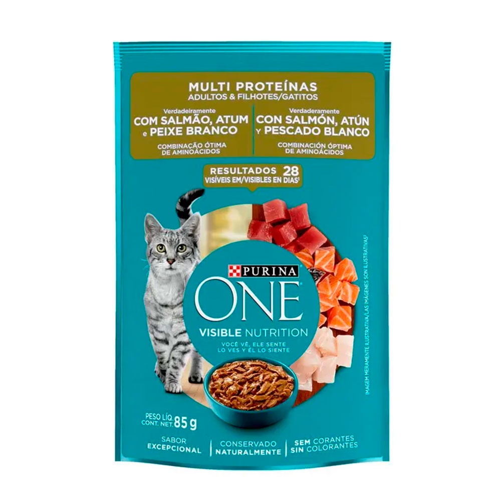 Ração Úmida Purina One Sachê Para Gatos Multi Proteínas 85g em Oferta na Shopee
