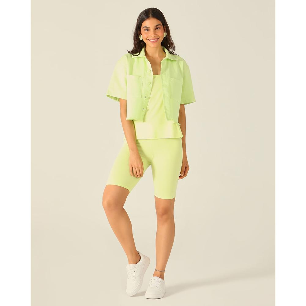 Bermuda Básica Feminina Slim Cintura Média Em Algodão - Women Clothes