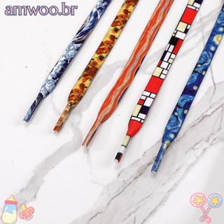 AMWOO 1 Par De Cadarços De Sapatos Planos , Pintura Famosa De Poliéster Coloridos , Padrão Decorativo Casual 5 Cores Tênis Homens