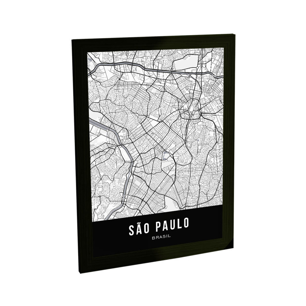 Quadro Decorativo Mapa Cidade São Paulo Sp Brasil Poster