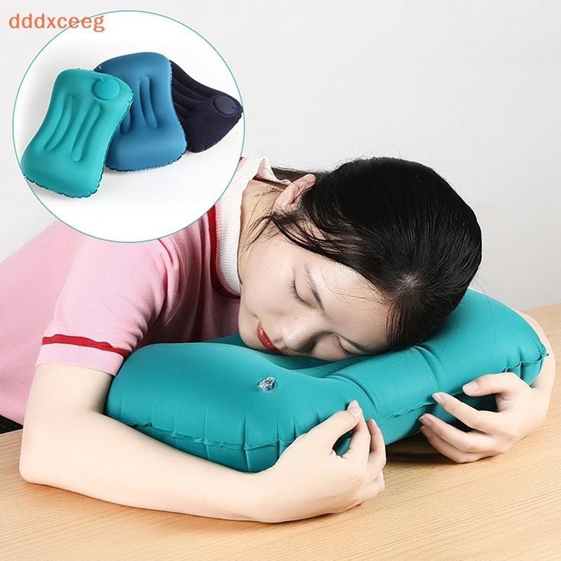Travesseiro inflável portátil ultraleve adequado para viagens ao ar livre, acampamento, travesseiro de pescoço em Oferta na Shopee