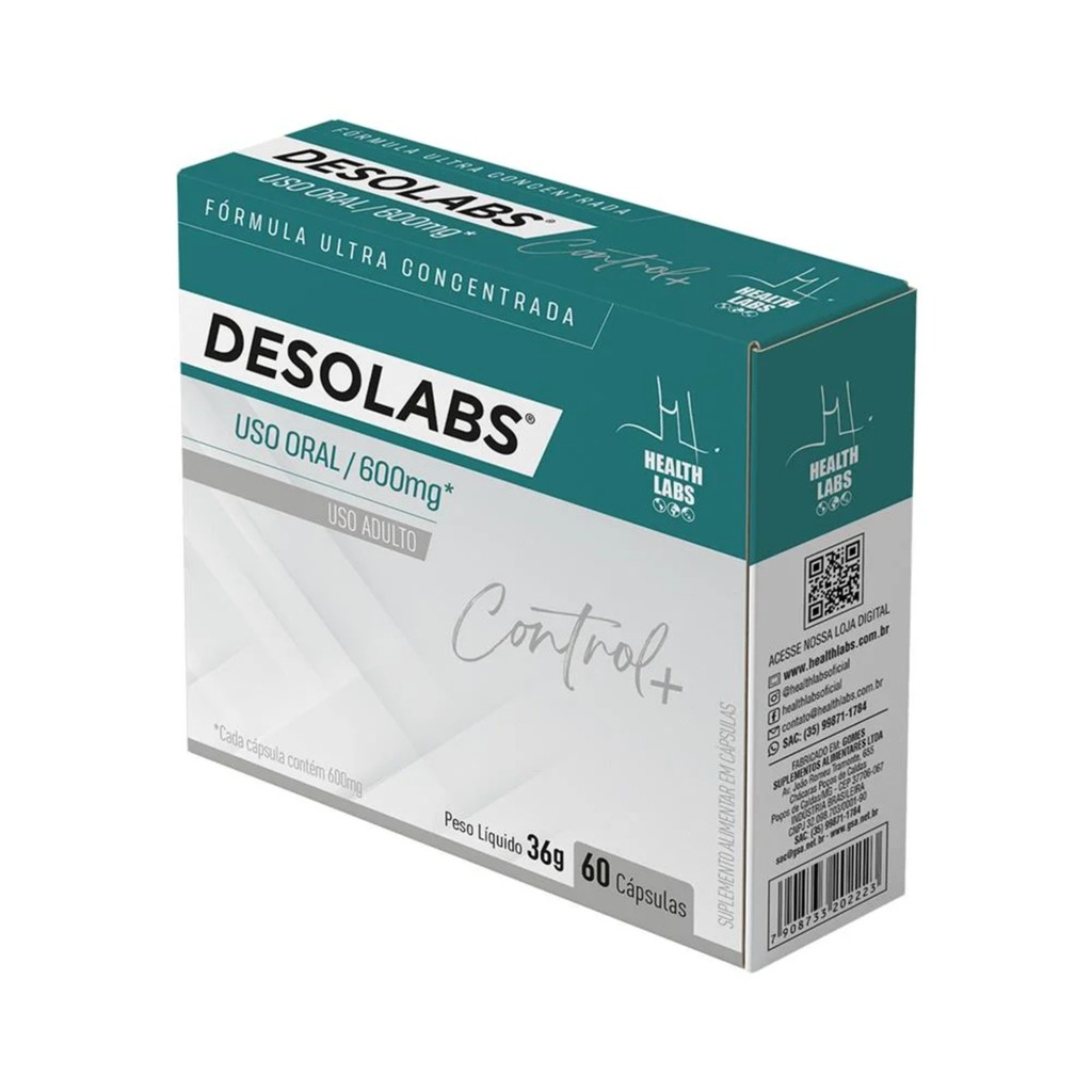 Suplemento Alimentar Desolabs Control Mais 600Mg Com 60 Cápsulas Health Labs